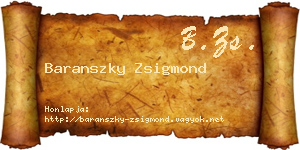 Baranszky Zsigmond névjegykártya